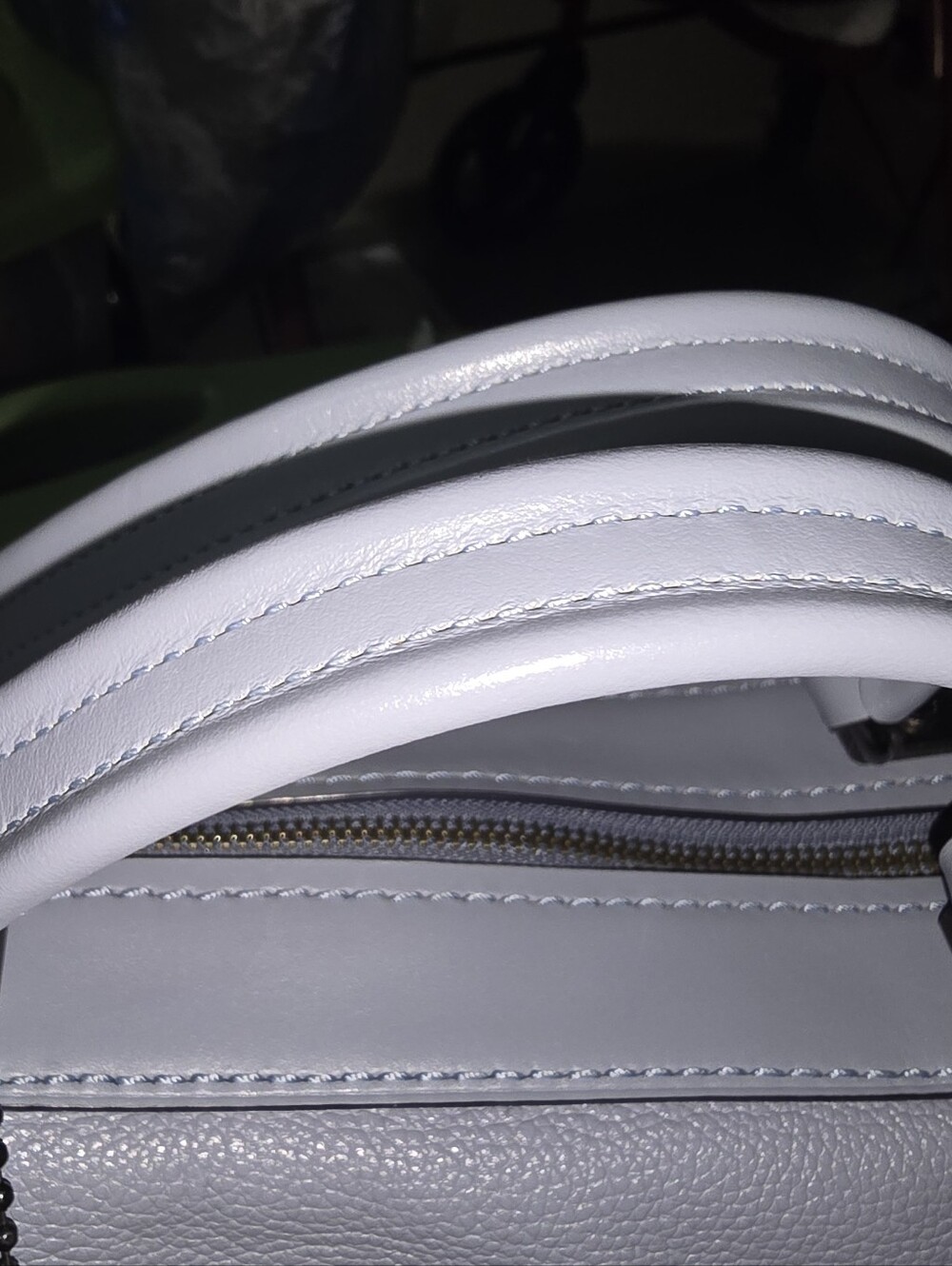 Coach Lane Pebbled Leather Satchel in Light Blue With Crossbody Strap - Picture 9 of 14
